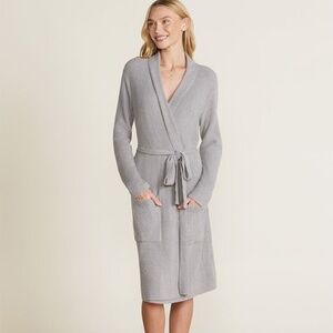 Barefoot Dreams CozyChic Ribbed Robe Dove Gray Size 2 Medium NWT